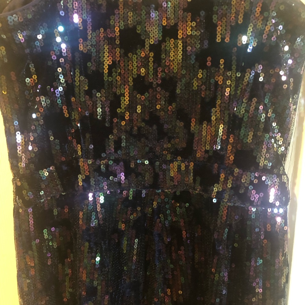 BeBe Sequin Jumpsuit Strapless with Adjustable Straps Ultra Violet sz 10 - Picture 4 of 7
